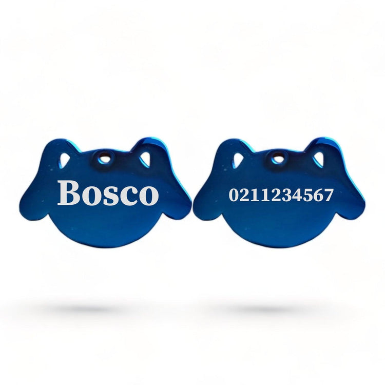 ⭐️Purr. Meow. Woof.⭐️ - Name Front & Number Back Dog | Mirror Stainless | Dog ID Pet Tag - MidnightBlue