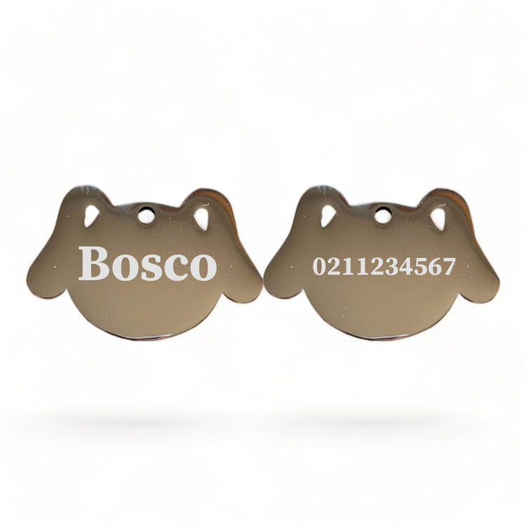 ⭐️Purr. Meow. Woof.⭐️ - Name Front & Number Back Dog | Mirror Stainless | Dog ID Pet Tag - Silver