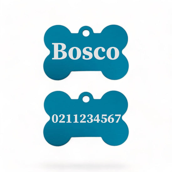 ⭐️Purr. Meow. Woof.⭐️ - Name Front & Number Back | Bone Aluminium | Dog ID Pet Tag - DodgerBlue
