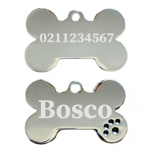 ⭐️Purr. Meow. Woof.⭐️ - Name Front & Number Back | Dot Paw Bone | Dog ID Pet Tag - Black