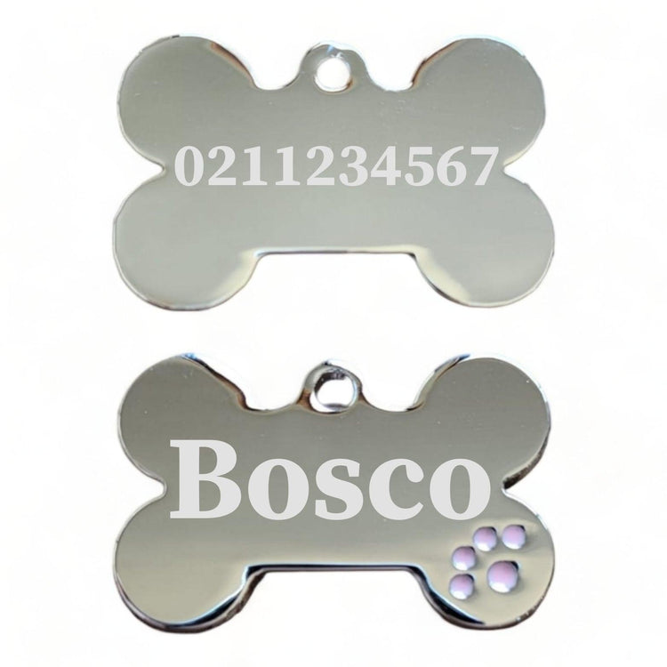 ⭐️Purr. Meow. Woof.⭐️ - Name Front & Number Back | Dot Paw Bone | Dog ID Pet Tag - LightPink
