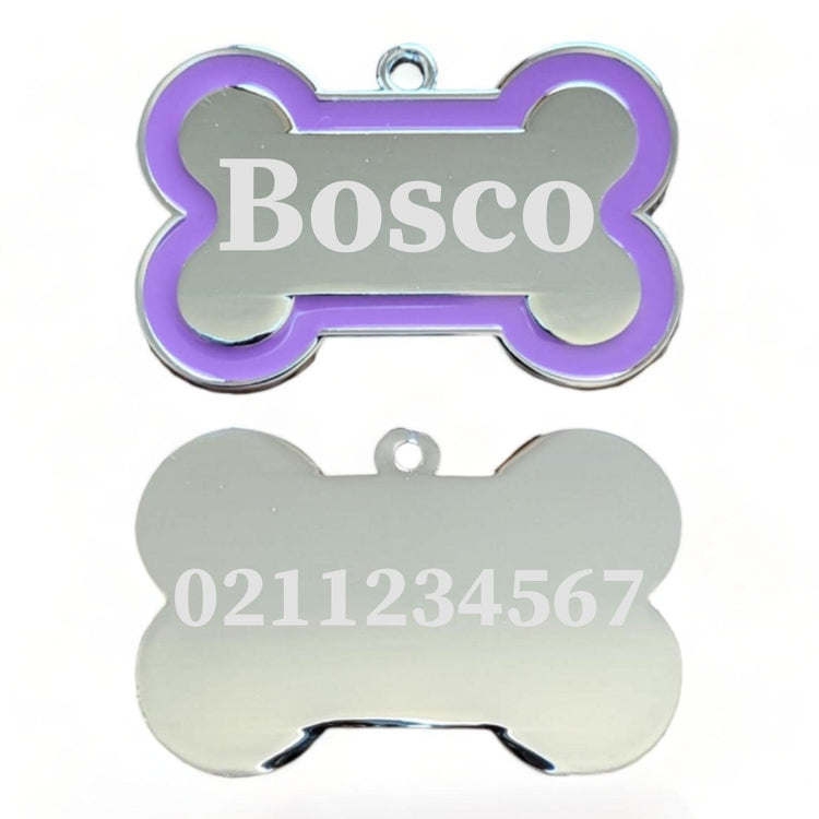 ⭐️Purr. Meow. Woof.⭐️ - Name Front & Number Back | Outline Bone | Dog ID Pet Tag - LightBlue