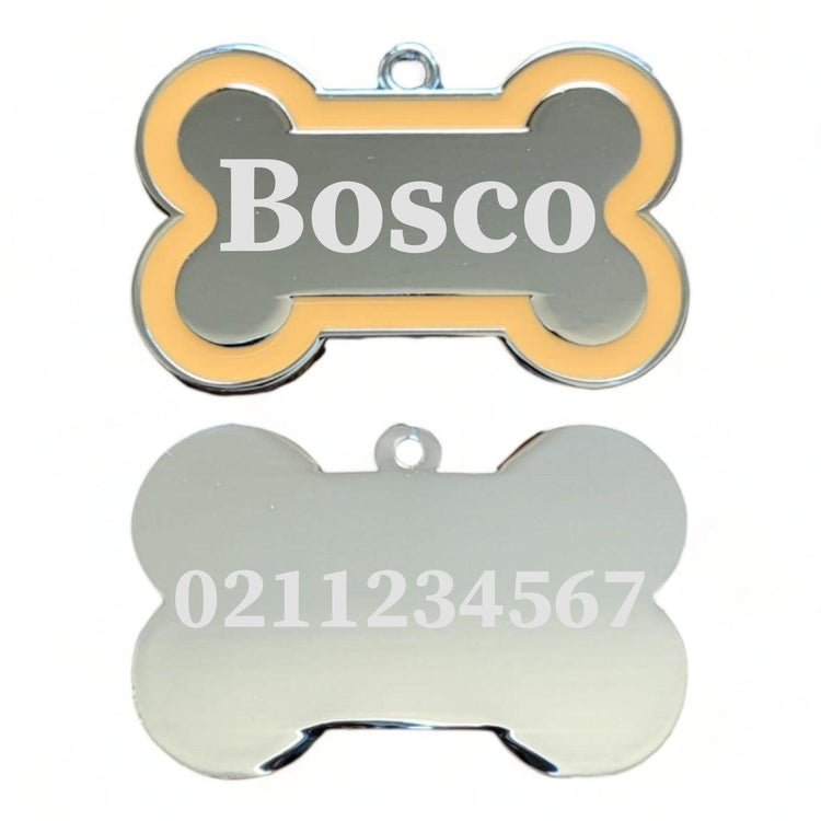 ⭐️Purr. Meow. Woof.⭐️ - Name Front & Number Back | Outline Bone | Dog ID Pet Tag - Orange