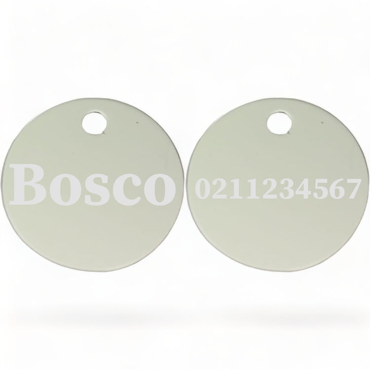 ⭐️Purr. Meow. Woof.⭐️ - Name Front & Number Back | Round Aluminium | Cat, Kitten & Dog ID Pet Tag - Silver / Dog (Large)