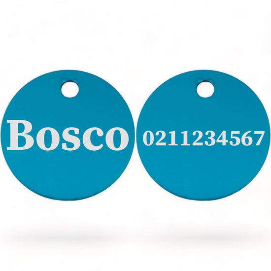 ⭐️Purr. Meow. Woof.⭐️ - Name Front & Number Back | Round Aluminium | Dog ID Pet Tag - DodgerBlue