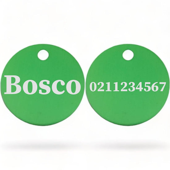 ⭐️Purr. Meow. Woof.⭐️ - Name Front & Number Back | Round Aluminium | Dog ID Pet Tag - MediumSpringGreen