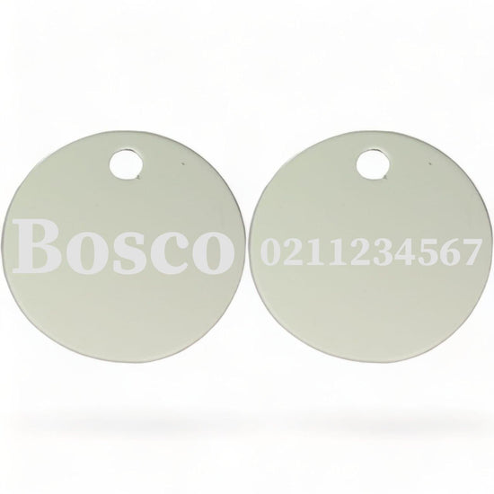 ⭐️Purr. Meow. Woof.⭐️ - Name Front & Number Back | Round Aluminium | Dog ID Pet Tag - Silver