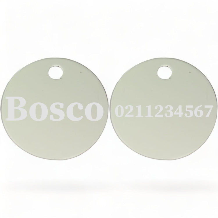 ⭐️Purr. Meow. Woof.⭐️ - Name Front & Number Back | Round Aluminium | Dog ID Pet Tag - Silver