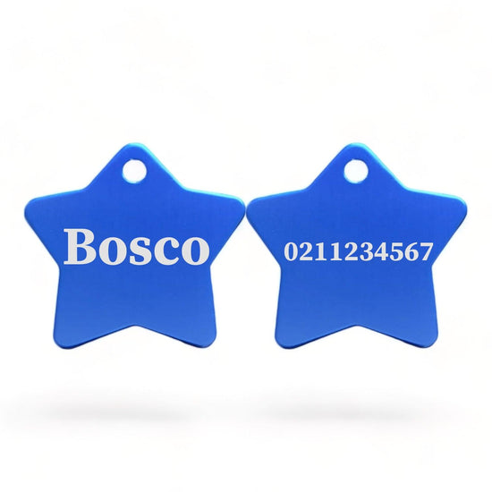 ⭐️Purr. Meow. Woof.⭐️ - Name Front & Number Back | Star Aluminum | Cat, Kitten & Dog ID Pet Tag - RoyalBlue / Dog (Large)