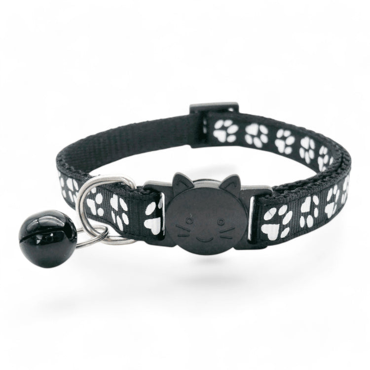 ⭐️Purr. Meow. Woof.⭐️ - Paw Print Breakaway Safety Cat & Kitten Collar - Black / Cat