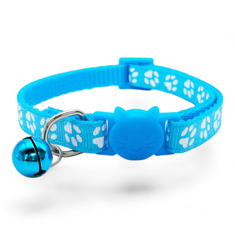 ⭐️Purr. Meow. Woof.⭐️ - Paw Print Breakaway Safety Cat & Kitten Collar - DodgerBlue / Cat