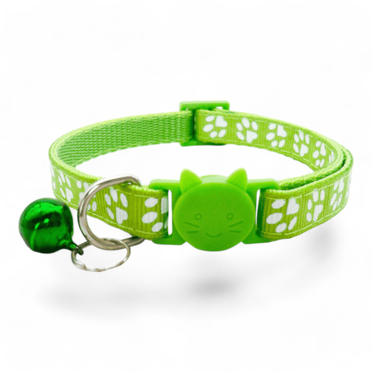 ⭐️Purr. Meow. Woof.⭐️ - Paw Print Breakaway Safety Cat & Kitten Collar - LightGreen / Cat