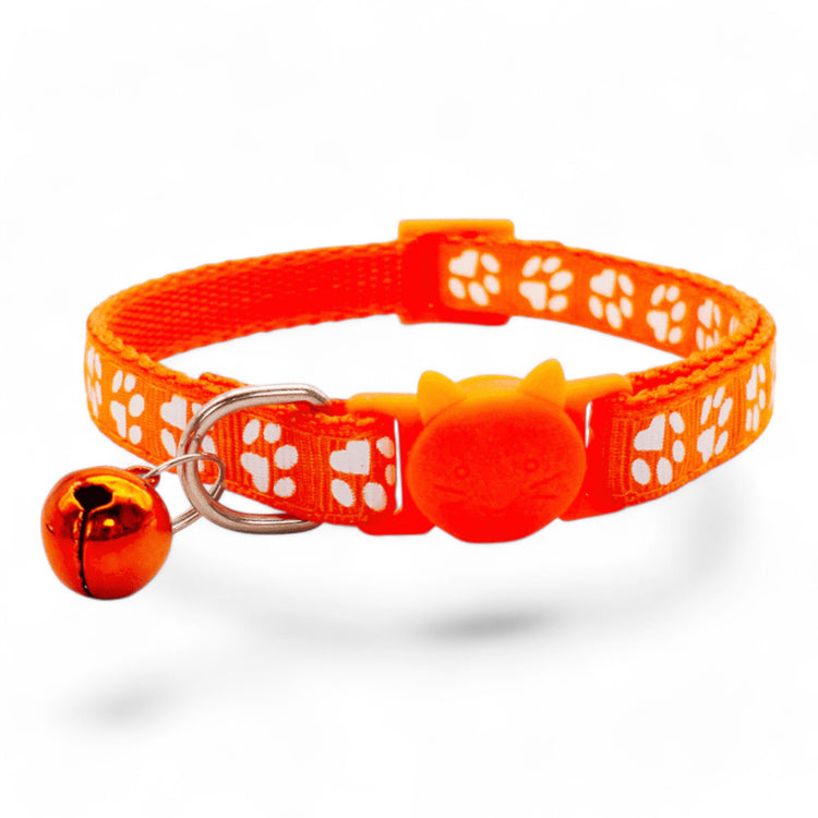 ⭐️Purr. Meow. Woof.⭐️ - Paw Print Breakaway Safety Cat & Kitten Collar - Orange / Cat