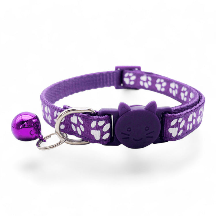 ⭐️Purr. Meow. Woof.⭐️ - Paw Print Breakaway Safety Cat & Kitten Collar - Purple / Cat