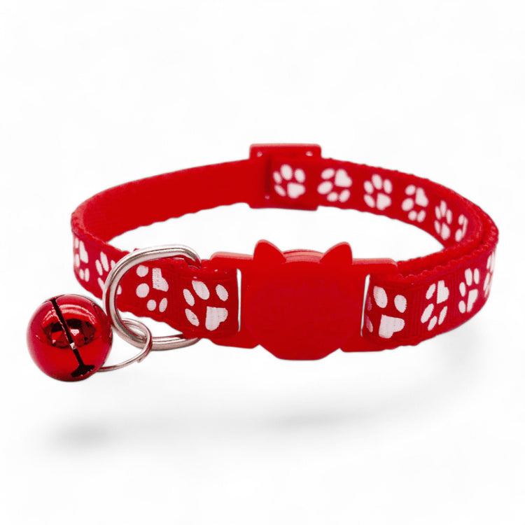 ⭐️Purr. Meow. Woof.⭐️ - Paw Print Breakaway Safety Cat & Kitten Collar - Red / Cat