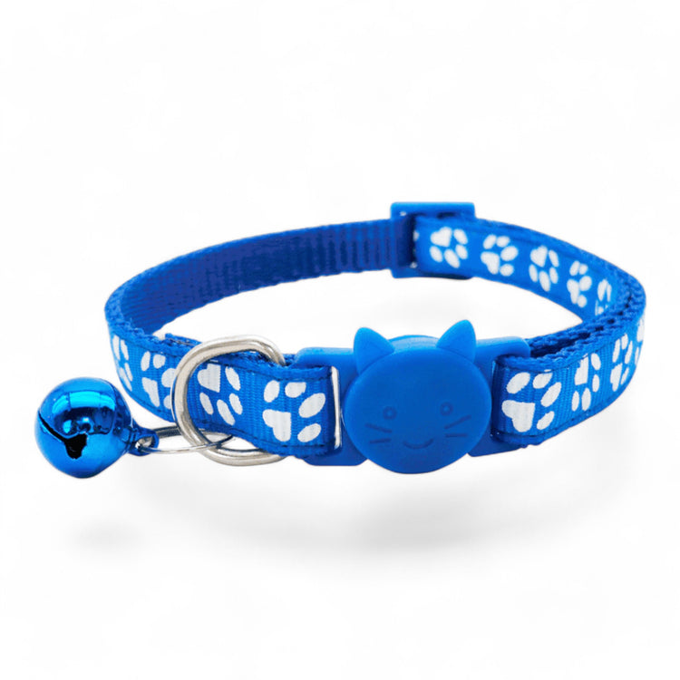 ⭐️Purr. Meow. Woof.⭐️ - Paw Print Breakaway Safety Cat & Kitten Collar - RoyalBlue / Cat