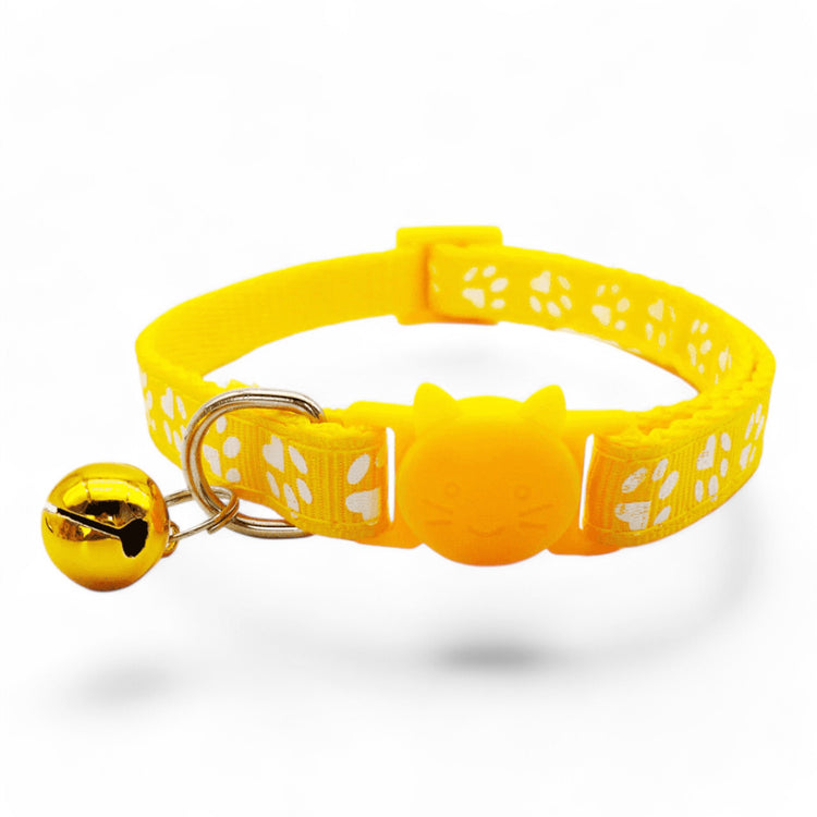 ⭐️Purr. Meow. Woof.⭐️ - Paw Print Breakaway Safety Cat & Kitten Collar - Yellow / Cat