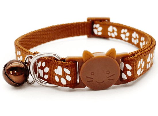 ⭐️Purr. Meow. Woof.⭐️ - Paw Print Breakaway Safety Cat Collar - Brown