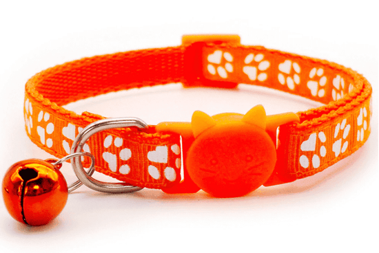 ⭐️Purr. Meow. Woof.⭐️ - Paw Print Breakaway Safety Cat Collar - Orange