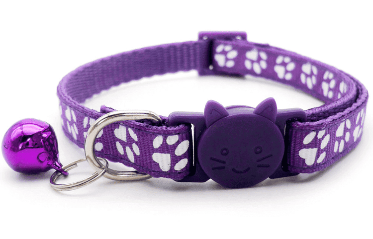 ⭐️Purr. Meow. Woof.⭐️ - Paw Print Breakaway Safety Cat Collar - Purple