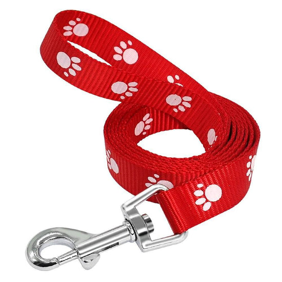 ⭐️Purr. Meow. Woof.⭐️ - Paw Print Dog Lead - S / Red