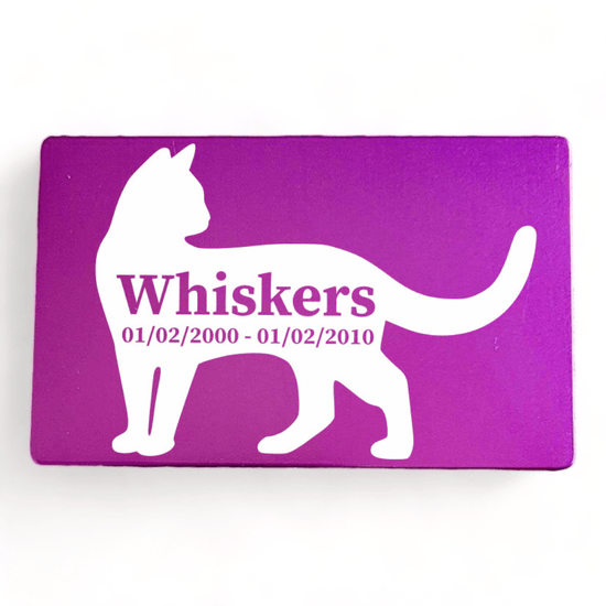 ⭐️Purr. Meow. Woof.⭐️ - Pet Memorial Plaque Silhouette - Purple / Cat / Indoor