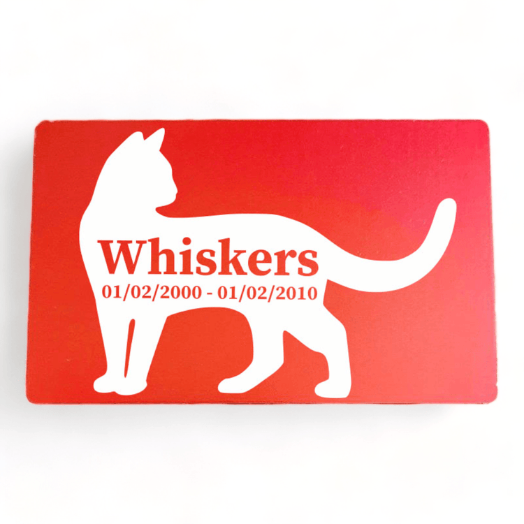 ⭐️Purr. Meow. Woof.⭐️ - Pet Memorial Plaque Silhouette - Red / Cat / Indoor
