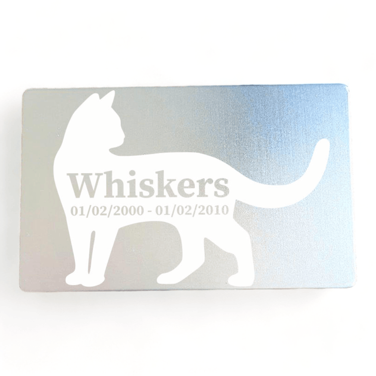 ⭐️Purr. Meow. Woof.⭐️ - Pet Memorial Plaque Silhouette - Silver / Cat / Indoor