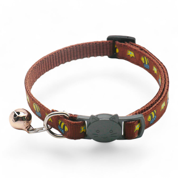 ⭐️Purr. Meow. Woof.⭐️ - Queen Bee Breakaway Safety Cat & Kitten Collar - Brown / Cat