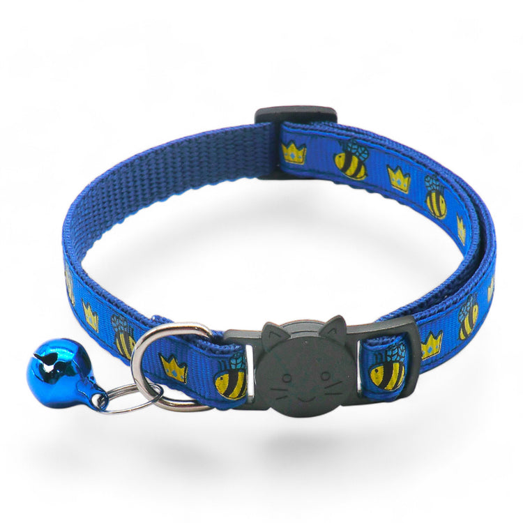 ⭐️Purr. Meow. Woof.⭐️ - Queen Bee Breakaway Safety Cat & Kitten Collar - Royal Blue / Cat