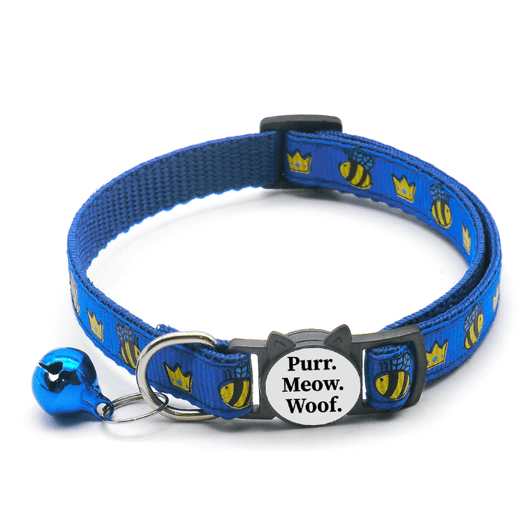 ⭐️Purr. Meow. Woof.⭐️ - Queen Bee Breakaway Safety Kitten Collar - Royal Blue