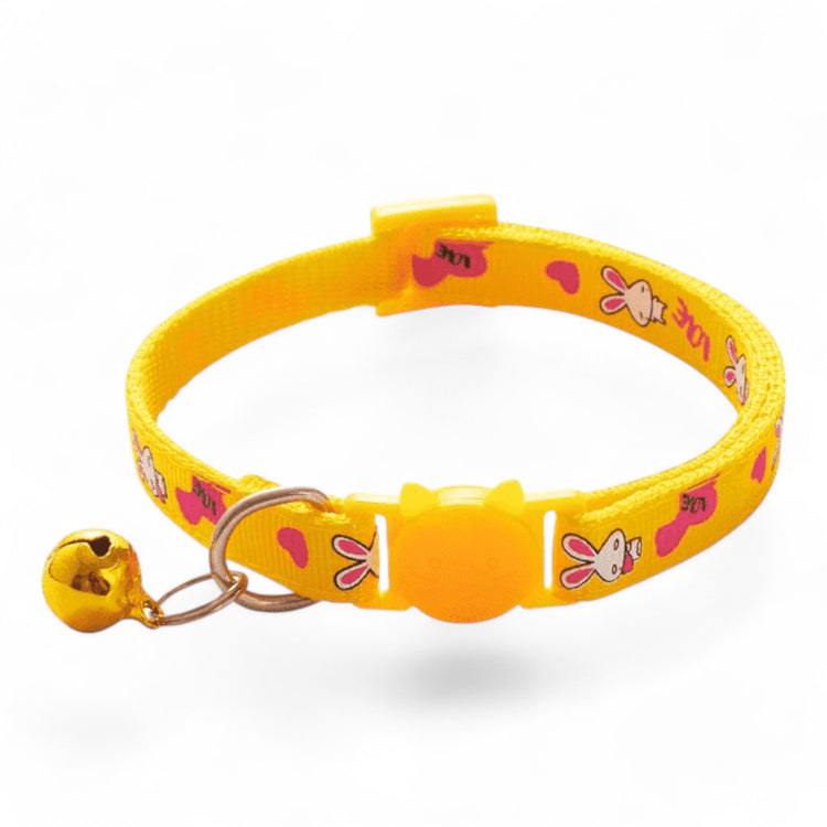 ⭐️Purr. Meow. Woof.⭐️ - Rabbit Breakaway Safety Cat & Kitten Collar - Yellow / Cat