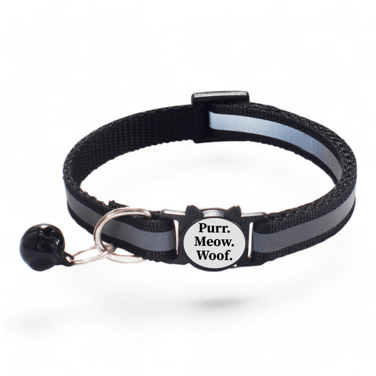 ⭐️Purr. Meow. Woof.⭐️ - Reflective Breakaway Safety Kitten Collar - Black