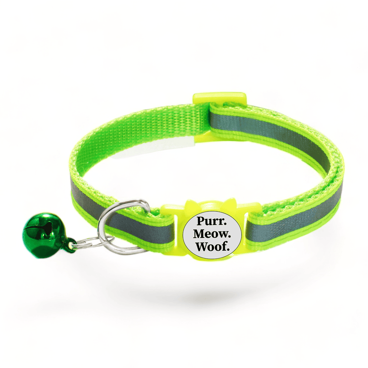 ⭐️Purr. Meow. Woof.⭐️ - Reflective Breakaway Safety Kitten Collar - Chartreuse