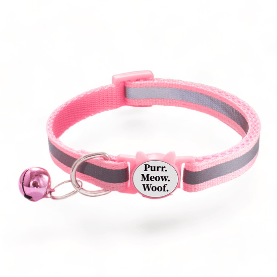 ⭐️Purr. Meow. Woof.⭐️ - Reflective Breakaway Safety Kitten Collar - Pink