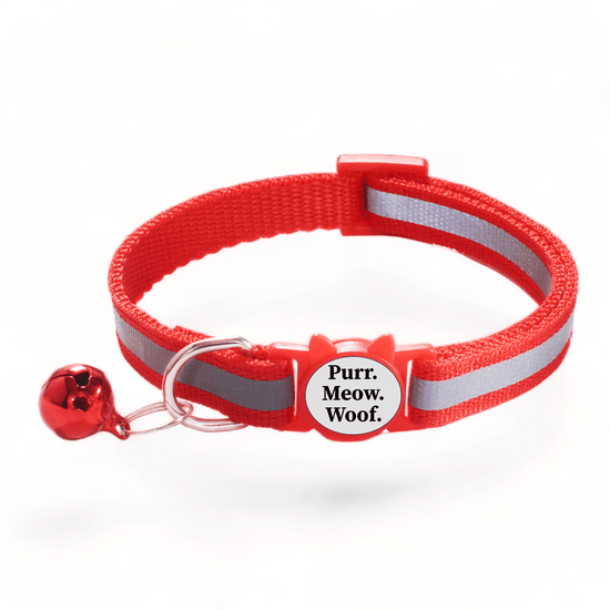 ⭐️Purr. Meow. Woof.⭐️ - Reflective Breakaway Safety Kitten Collar - Red