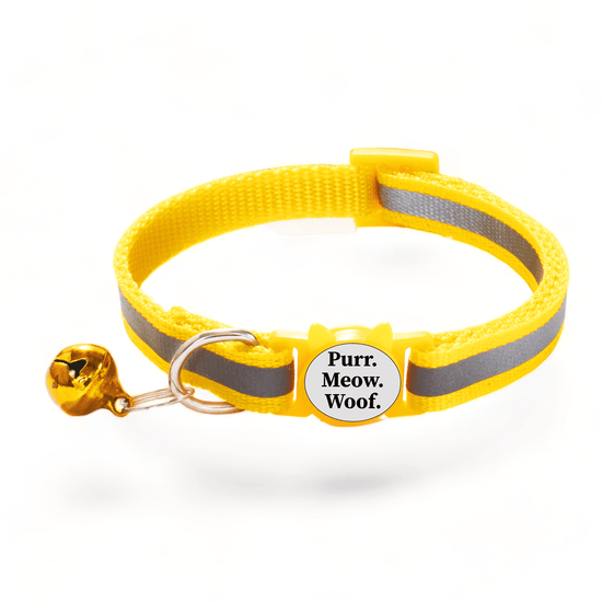 ⭐️Purr. Meow. Woof.⭐️ - Reflective Breakaway Safety Kitten Collar - Yellow