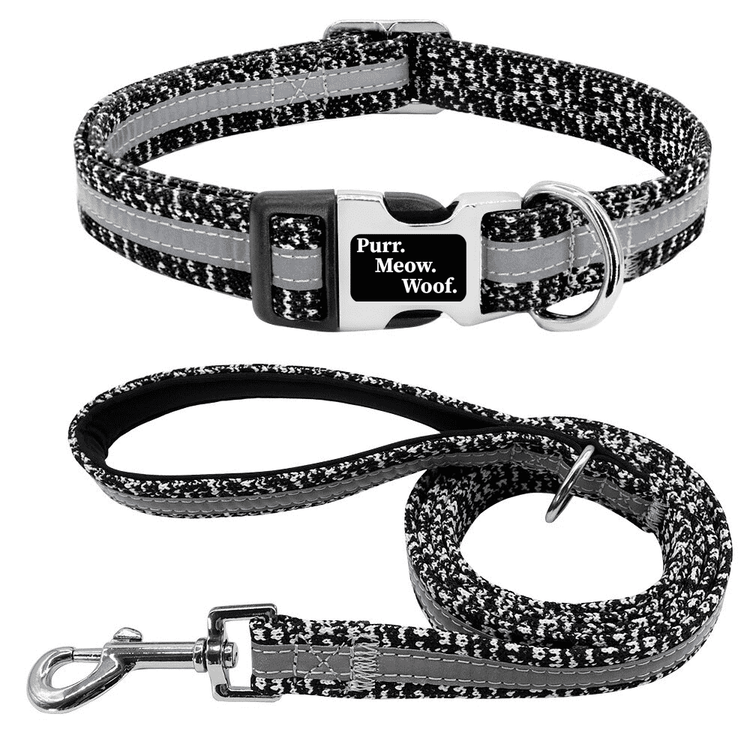 ⭐️Purr. Meow. Woof.⭐️ - Reflective Strip Dog Collar - Black / S / Yes!