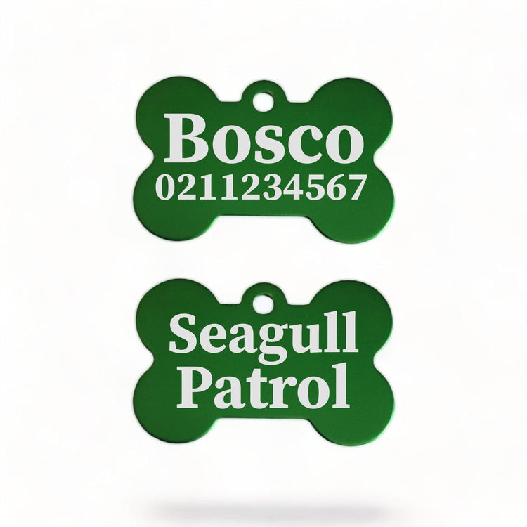 ⭐️Purr. Meow. Woof.⭐️ - Seagull Patrol | Bone Aluminium | Dog ID Pet Tag - MediumSpringGreen