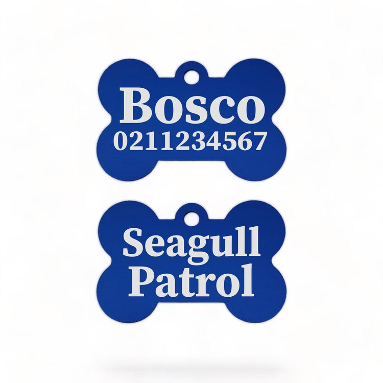 ⭐️Purr. Meow. Woof.⭐️ - Seagull Patrol | Bone Aluminium | Dog ID Pet Tag - RoyalBlue
