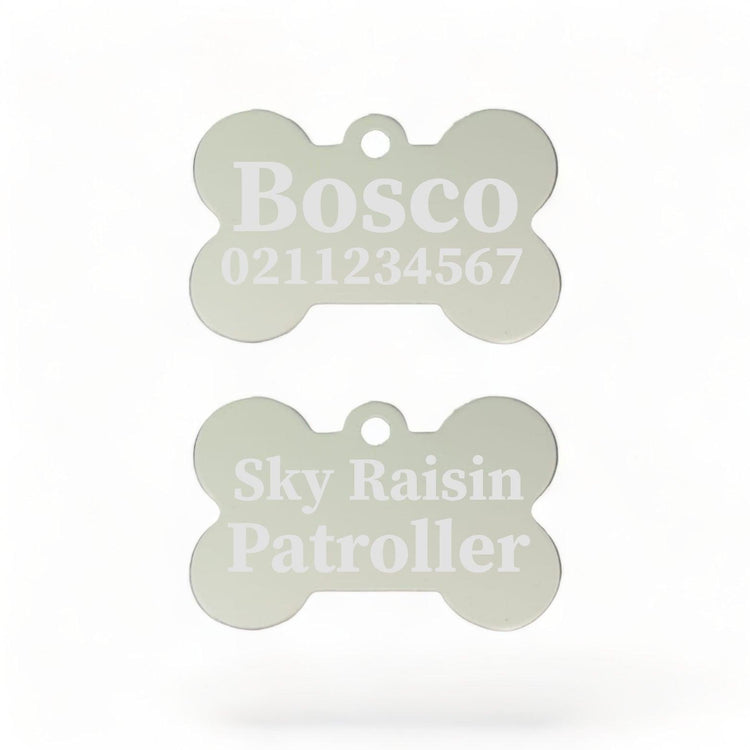 ⭐️Purr. Meow. Woof.⭐️ - Sky Raisin Patroller | Bone Aluminium | Dog ID Pet Tag - Silver