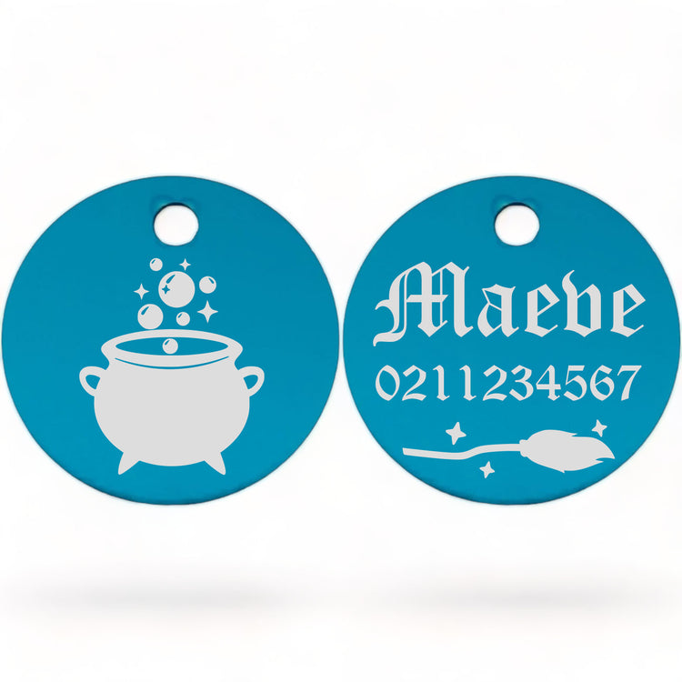 ⭐️Purr. Meow. Woof.⭐️ - Spell Maker | Aluminium | Round Cat & Dog ID Pet Tag - DodgerBlue / Small (Cat)