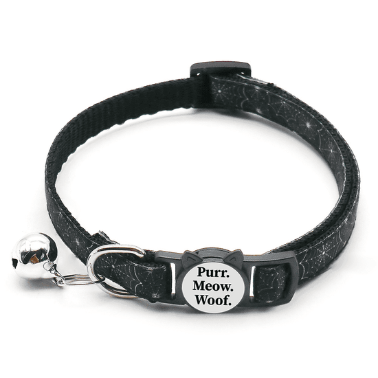 ⭐️Purr. Meow. Woof.⭐️ - Spooky Collection Breakaway Safety Cat Collar - Black Spider Web