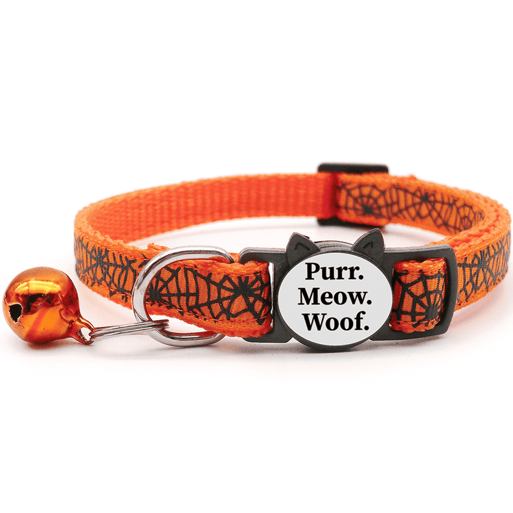 ⭐️Purr. Meow. Woof.⭐️ - Spooky Collection Breakaway Safety Cat Collar - Orange Spider Web