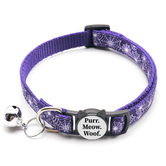 ⭐️Purr. Meow. Woof.⭐️ - Spooky Collection Breakaway Safety Cat Collar - Purple Spider Web