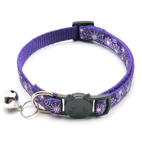 ⭐️Purr. Meow. Woof.⭐️ - Spooky Collection Breakaway Safety Kitten Collar - Purple Spider web