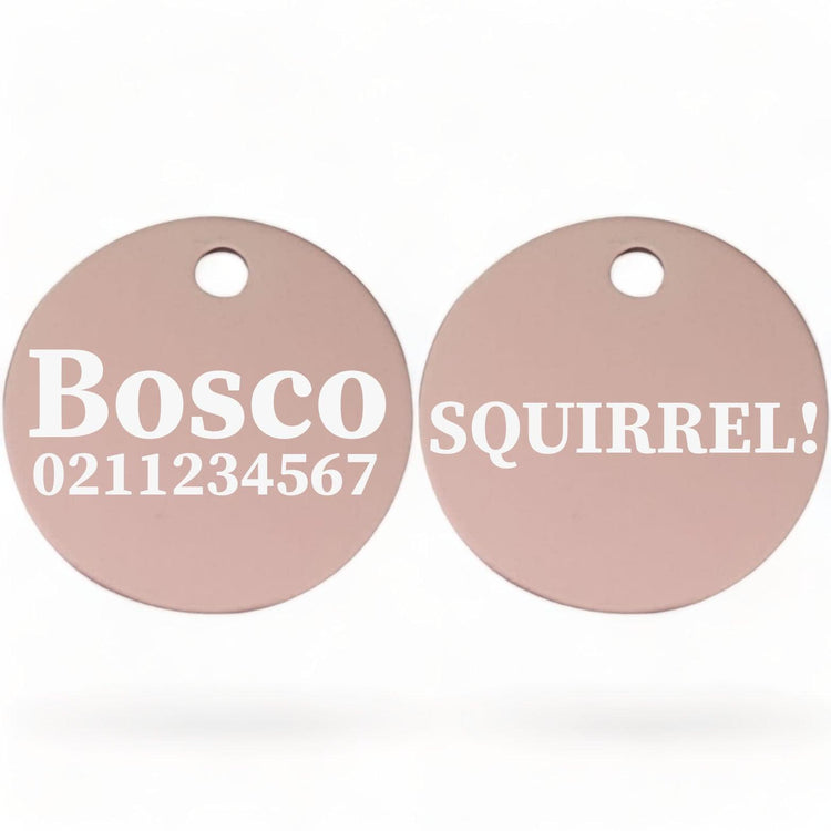 ⭐️Purr. Meow. Woof.⭐️ - Squirrel! | Round Aluminium | Dog ID Pet Tag - LightPink