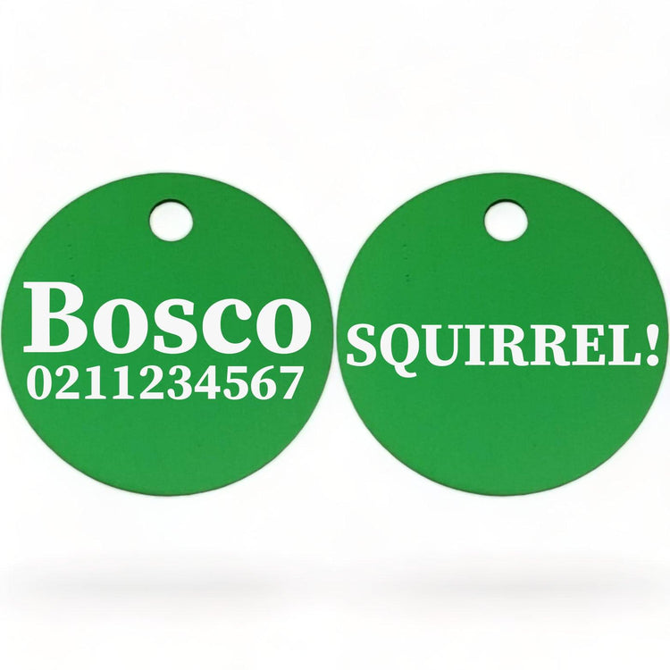 ⭐️Purr. Meow. Woof.⭐️ - Squirrel! | Round Aluminium | Dog ID Pet Tag - MediumSpringGreen