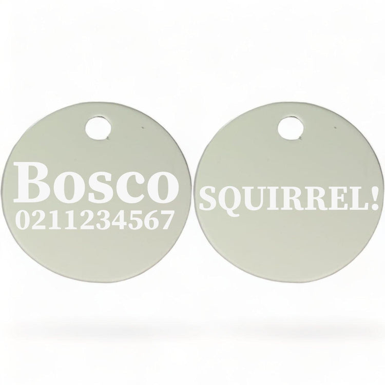 ⭐️Purr. Meow. Woof.⭐️ - Squirrel! | Round Aluminium | Dog ID Pet Tag - Silver