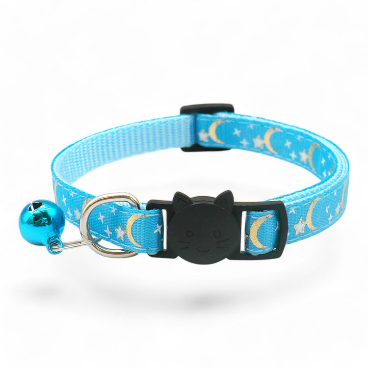 ⭐️Purr. Meow. Woof.⭐️ - Star & Moon Breakaway Safety Cat & Kitten Collar - DodgerBlue / Cat
